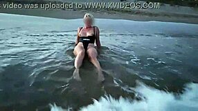 blonde and brunette exhibitionists flashing tits on public beach
