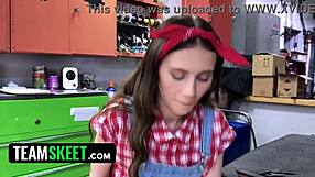 sharing stepdads cock - stepdaughter and stepmoms unexpected threesome at the mechanic shop