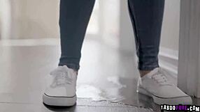 Daddy's aged cock fucks Kendra Spades' Asian pussy on top after sloppy blowjob