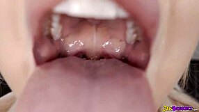 Blonde teen 18+ gives incredible BBC interracial blowjob with huge monster cock