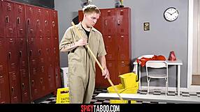 April Olsen Gets Caught In The Locker While Fingering Her Hairy Pussy