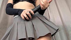 Valentine's masturbation in skirt leads to screaming orgasm