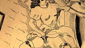 Vintage erotic art collection from antique retro period