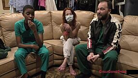 Nurse examines patient's hooters in hospital