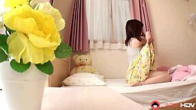 Japanese Brunette Mai Misato Naked On Bed Masturbating Uncensored