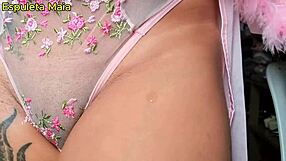 Curvy latina wakes with morning skincare ritual in lingerie