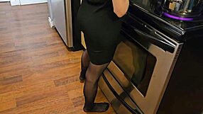 Petite Step Sister In Black Dress Fucked Hard On Desk In Kitchen