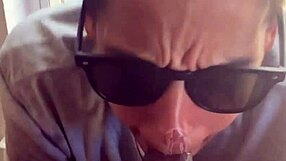 lightskin ebony slut little 18+ step-sister giving blowjob in front of window gets cum on her face while her boyfriend is looking for her