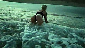 blonde and brunette exhibitionists flashing tits on public beach