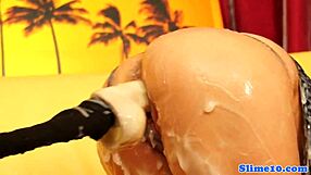 Bukkake loving eurobabe RIDES dildo in gloryhole