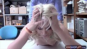 blonde shoplifter caught on cctv by mall cop