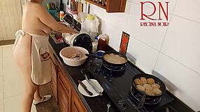 nudist housewife regina noir cooks naked in the kitchen maid style