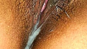 latina milf shows her wet pussy up close with a creamy ending