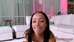 perky ebony alexis tae begs for a big treat on her throat