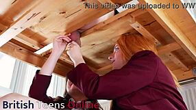 Ellie And Victoria Milk A Guy's Cock, Getting Their Uniforms Soaked In Cum.