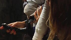 bent over lesbian slave takes big black strapon deep in pussy