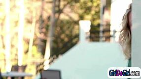 Blonde wife cheats with the hot poolgirl and facesitting her