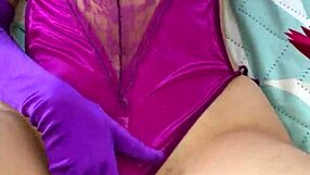 Purple Satin Lingerie Thong Fuck Play