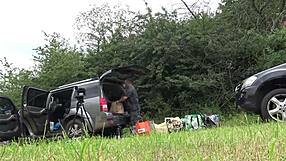 no panties girls outdoors fun on try on haul day with lingerie and short summer dress and miniskirts