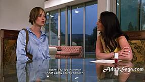 The brat seduces her sitter with intense lesbian passion, licking and spanking wet pussies.