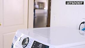 braylin bailey got stuck in the washing machine but bbc stud helped her out - horny hostel