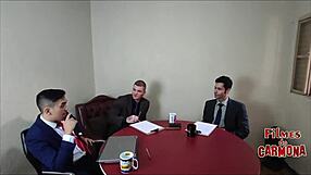 Milf employee sucks everyone during sofa test