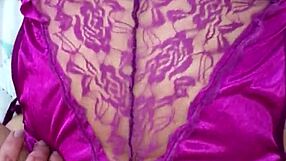 Purple Satin Lingerie Thong Fuck Play