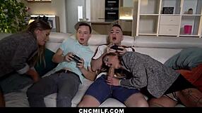 Twin stepmoms fuck their stepsons in hardcore group sex with blowjobs and riding.