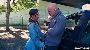 teen brunette gets anal fucked on the side of the road