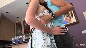 The redhead's fight with the brunette turns into a super hot pussy eating session