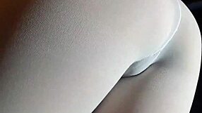 milf flaunts big firm ass in white pantyhose