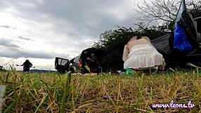 no panties girls outdoors fun on try on haul day with lingerie and short summer dress and miniskirts