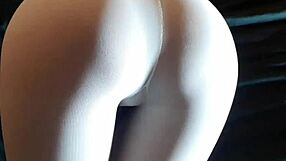 milf flaunts big firm ass in white pantyhose