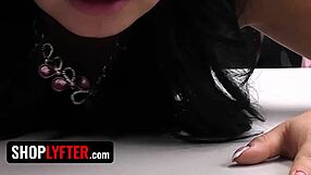 Shoplyfter MILF steals dress, gets naked for security guard's big cock