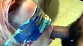 Blindfolded beauty craves intense interracial face fuck