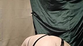 this slave's self-bondage session with harness and toys!