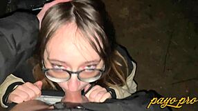 shy girl swallows big cock outdoors