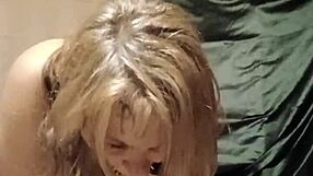 this slave's self-bondage session with harness and toys!