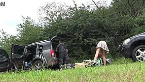 no panties girls outdoors fun on try on haul day with lingerie and short summer dress and miniskirts