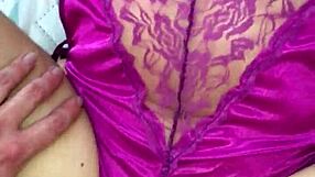 Purple Satin Lingerie Thong Fuck Play