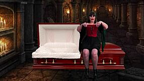 Granny Vampyra strokes strapon and reaches multiple orgasms