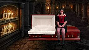 Granny Vampyra strokes strapon and reaches multiple orgasms