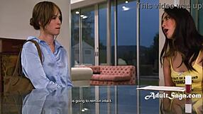 The brat seduces her sitter with intense lesbian passion, licking and spanking wet pussies.