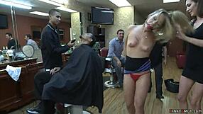 Blonde Gets Anal Fucked Hard At Barbershop BDSM