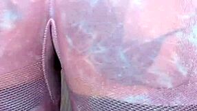 milf melody radford sheer gym leggings close-up
