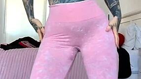milf melody radford sheer gym leggings close-up