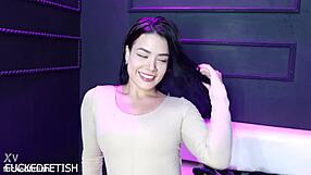 Moon black spandex contours the perfect sexy body, highlighting the black skin, spandex texture, and curves in detail