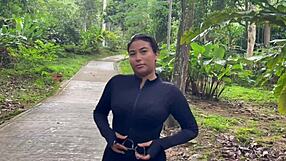 I fuck stranger with big cock in public park almost caught!