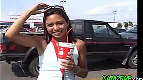 cute teen girlfriend teases with small tits before getting facial in porn