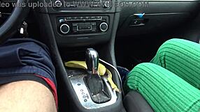 Busty French Stepmom Gropes Stepson's Cock in Moving Car